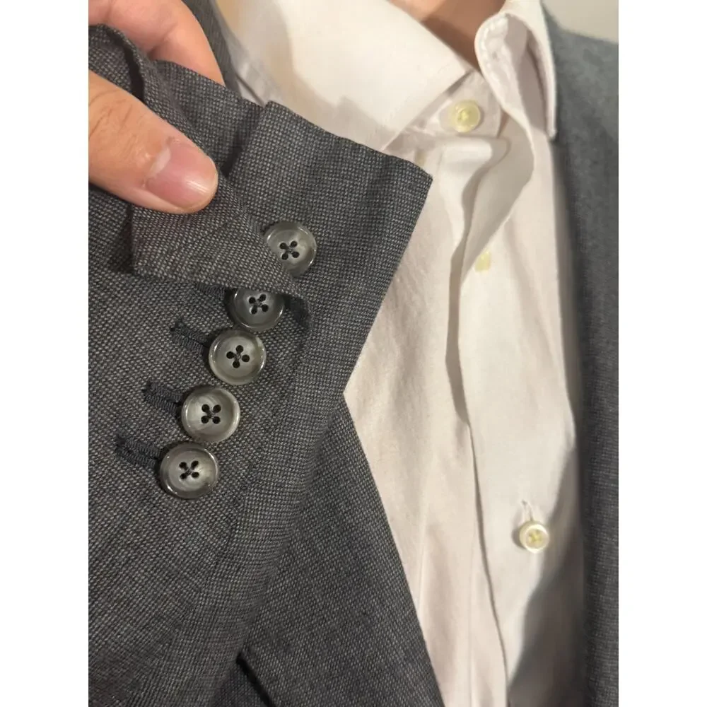Tom Ford Houndstooth Flannel Wool Silk Peak Lapel Gray Suit 2Pc 52R 42R 37x29